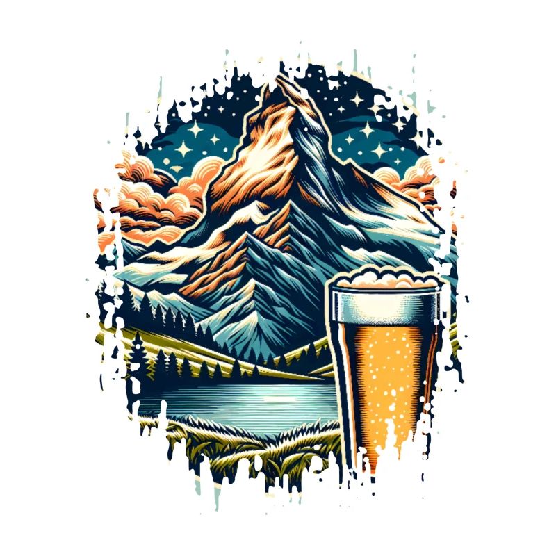 Alpenlandschaft mit Bierglas
