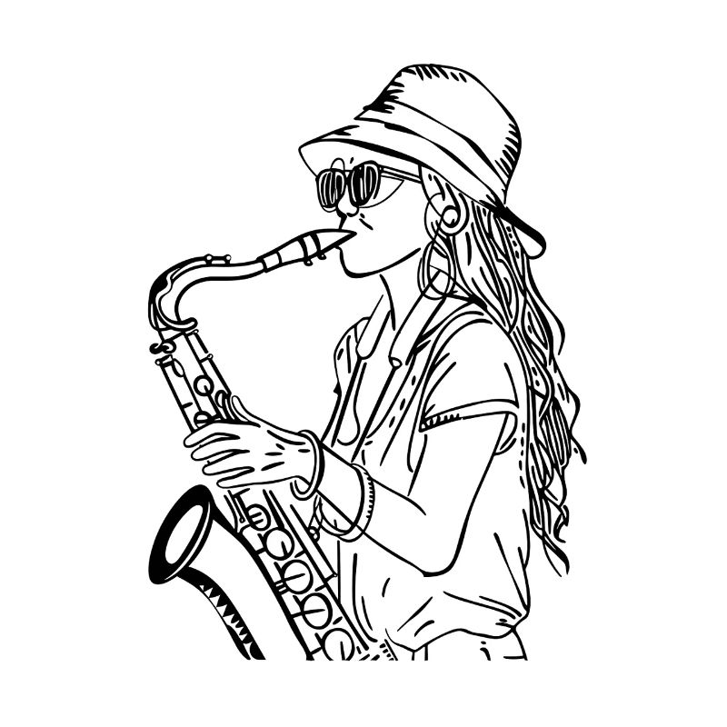 Saxophonistin Line Art
