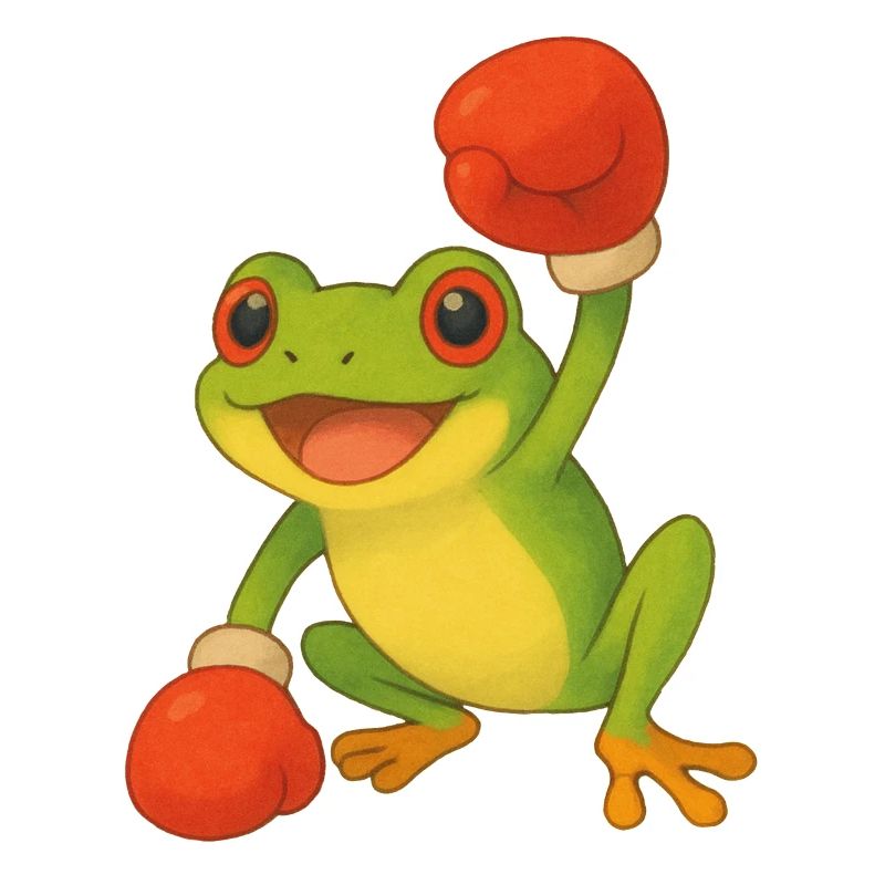 Frosch mit Boxhandschuhen