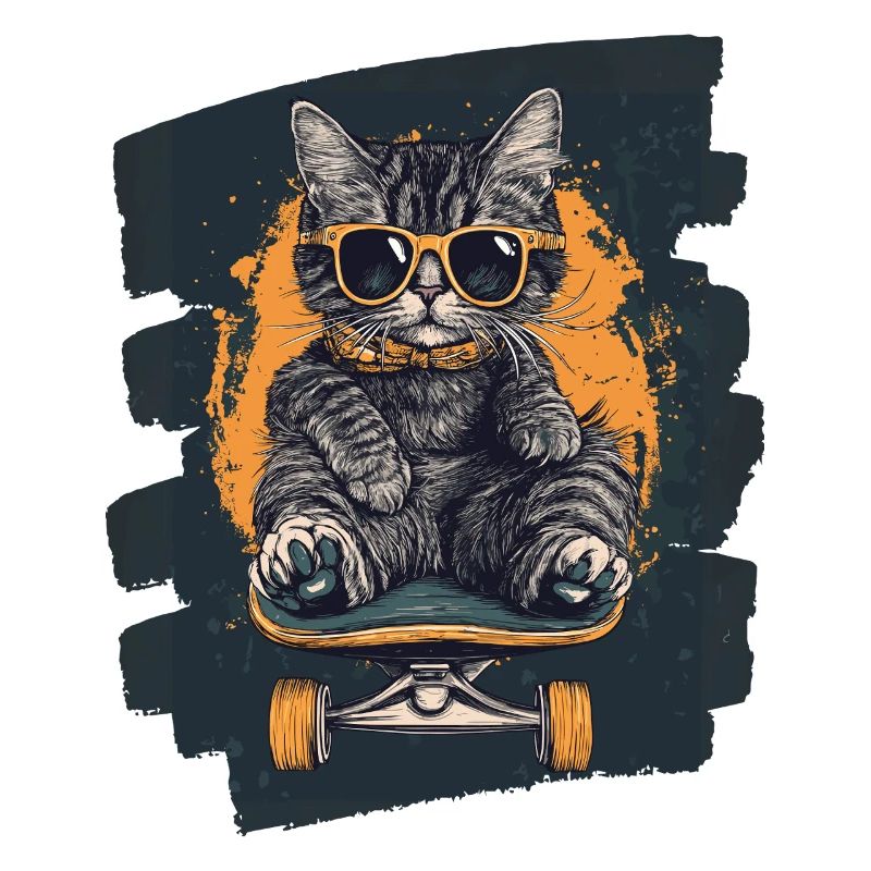 Katze auf Skateboard