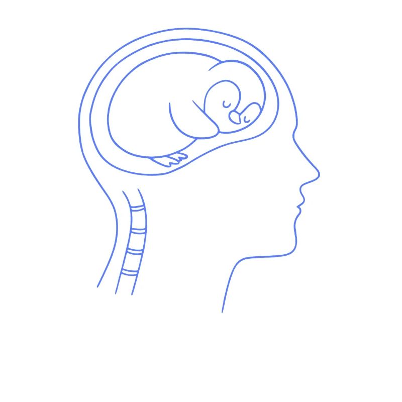 Minimalist Penguin Brain Silhouette
