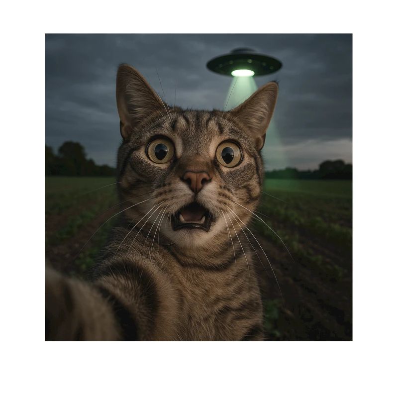 Katzen-Selfie mit Alien-UFO