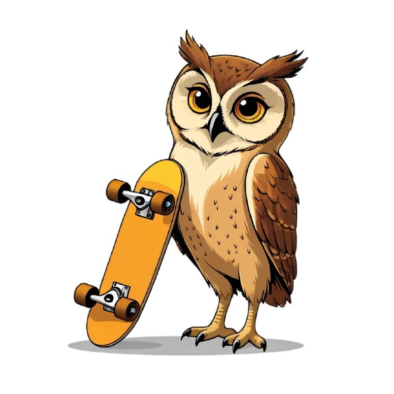 Eule mit Skateboard Illustration