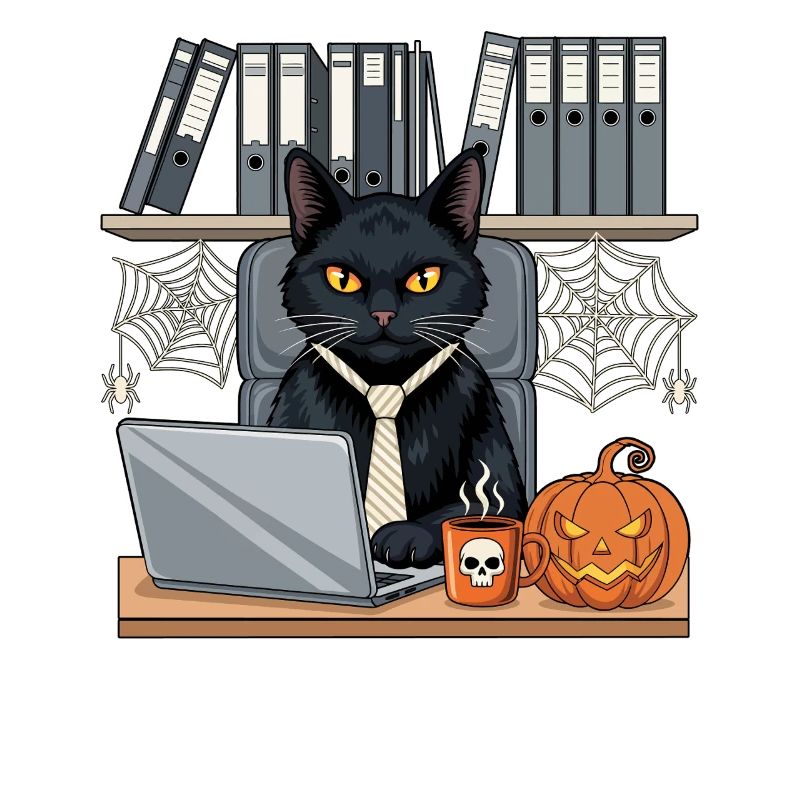 Halloween Katze im Bürostyle