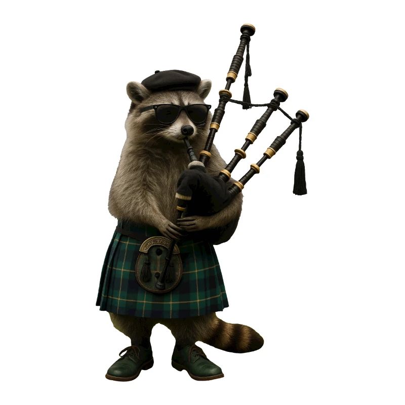 Waschbär Dudelsack
