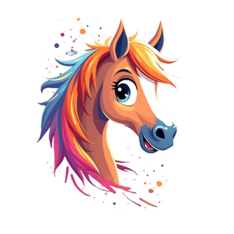 Buntes Pferd mit Regenbogenmähne
