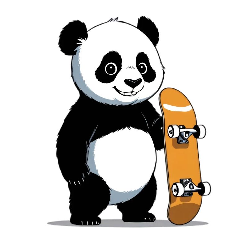 Skateboard Panda Illustration
