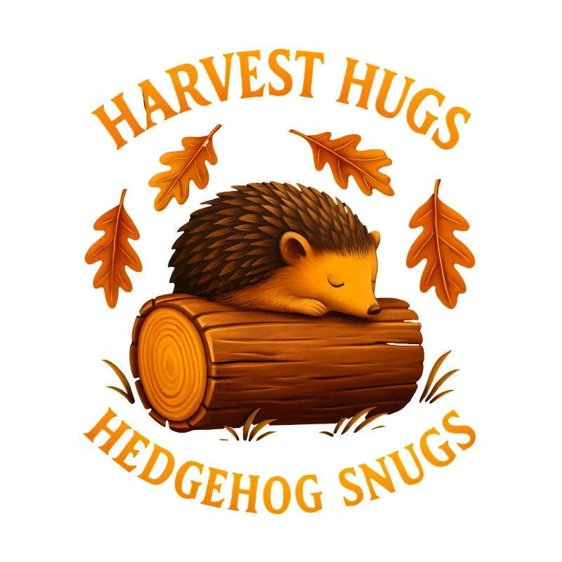 Herbstlicher Igel mit Holzstamm