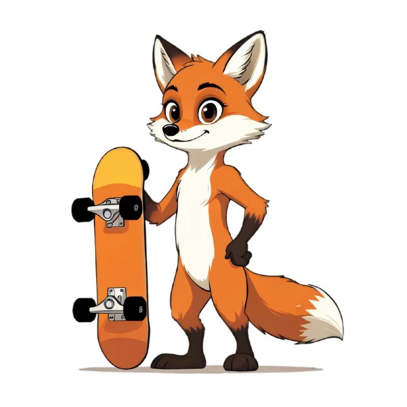Waldfuchs mit Skateboard Motiv