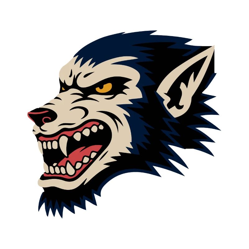Grimmiger Wolfskopf Retro-Illustration