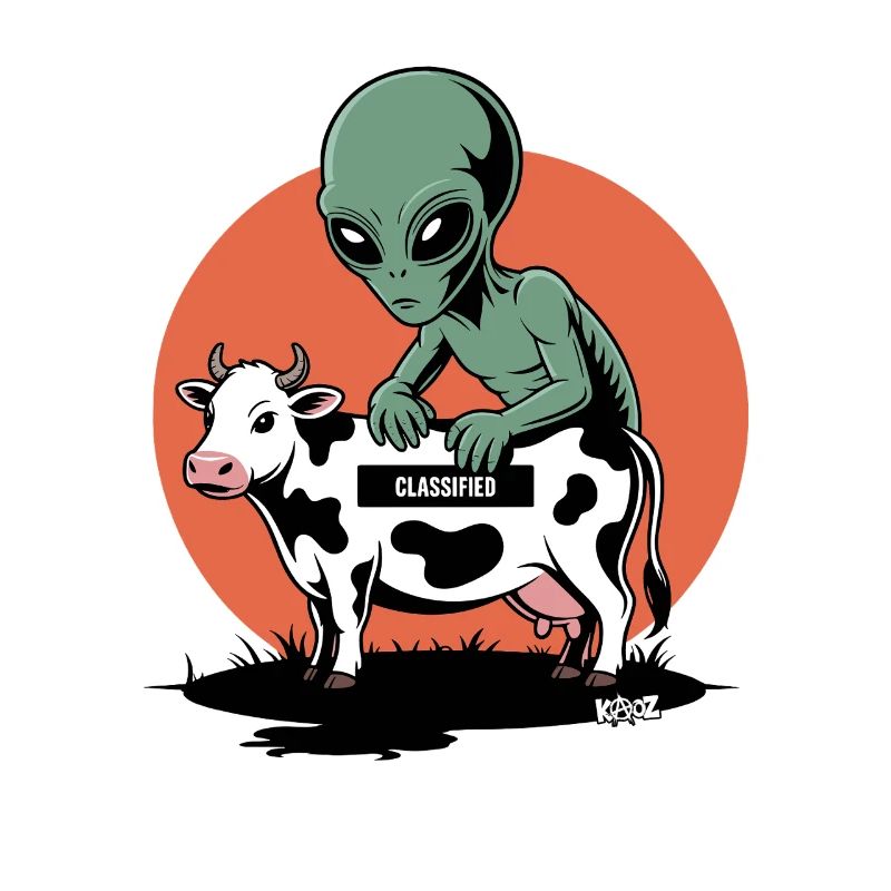 Alien with cow