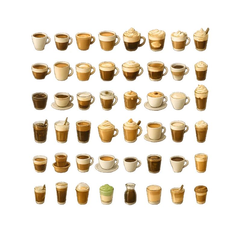 Various coffee drinks