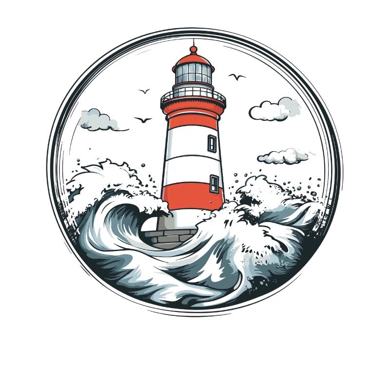 Leuchtturm im Sturm Szenenillustration