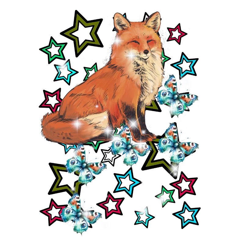 Verspielter Fuchs 60er Schmetterlingen
