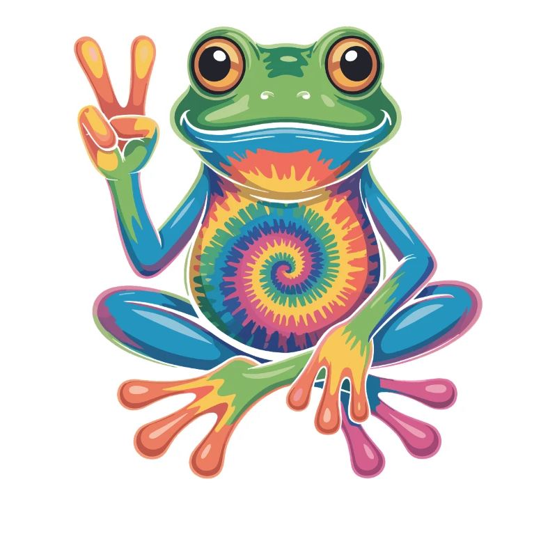 Frosch Hippie Tie-Dye Friedenszeichen