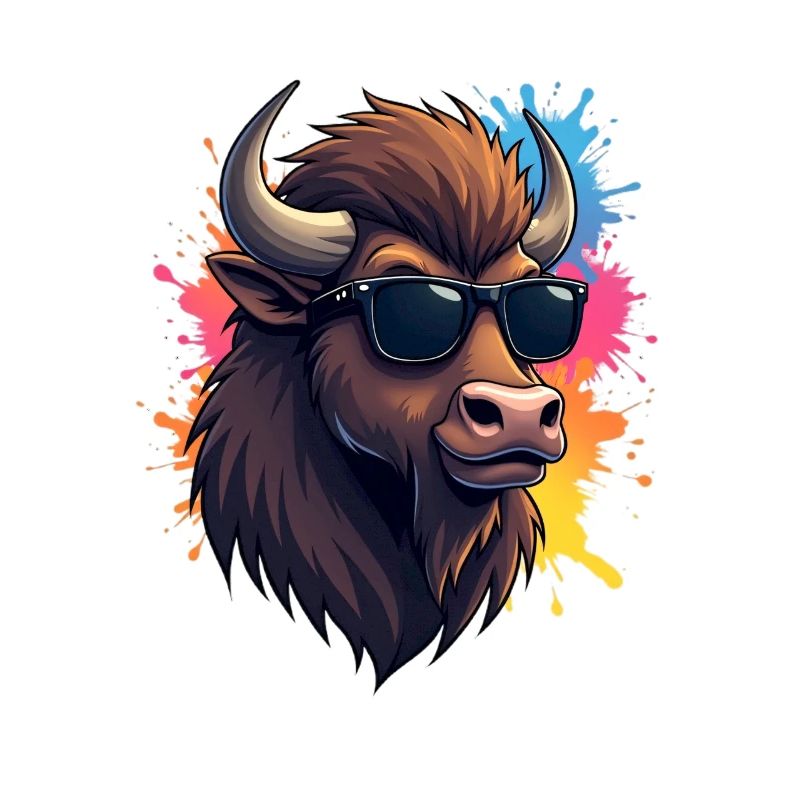 Cool Bison mit Sonnenbrille