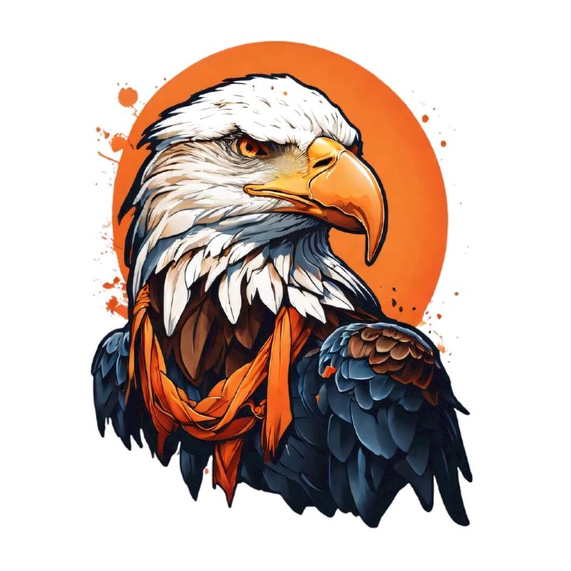 Bald eagle with orange accents