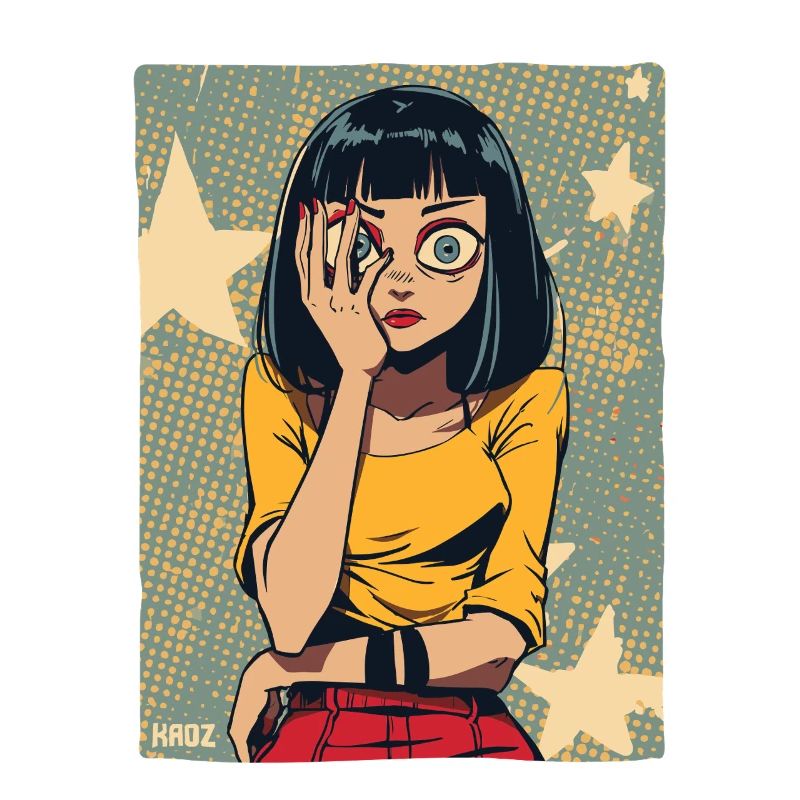 Popart Mädchen mit Sternen