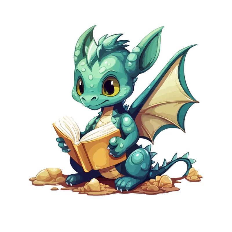 Kleiner Drachenleser auf Fantasy-Illustration