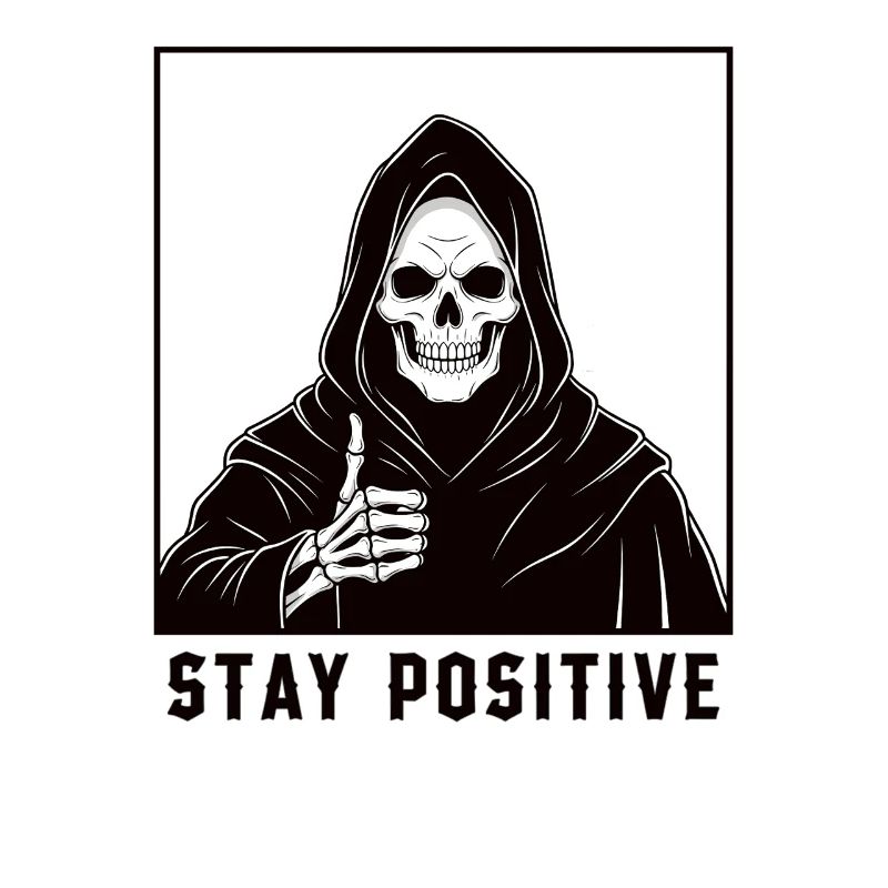 Skelett-Held mit positivem Motto
