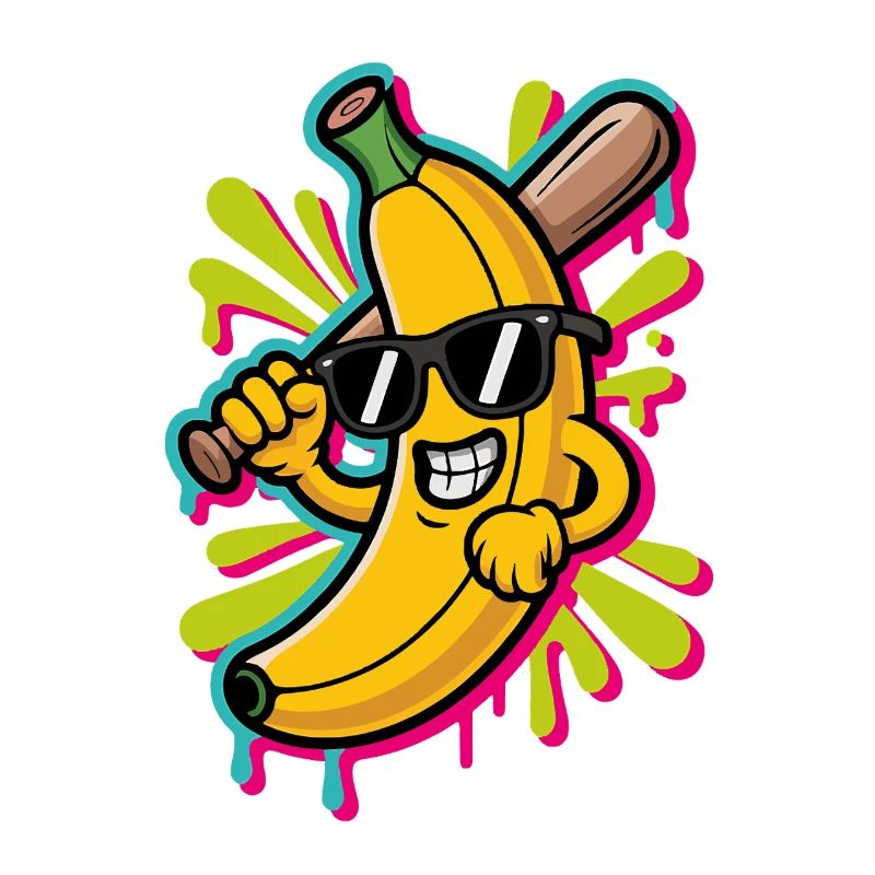 Banana Playing Baseball Cartoon