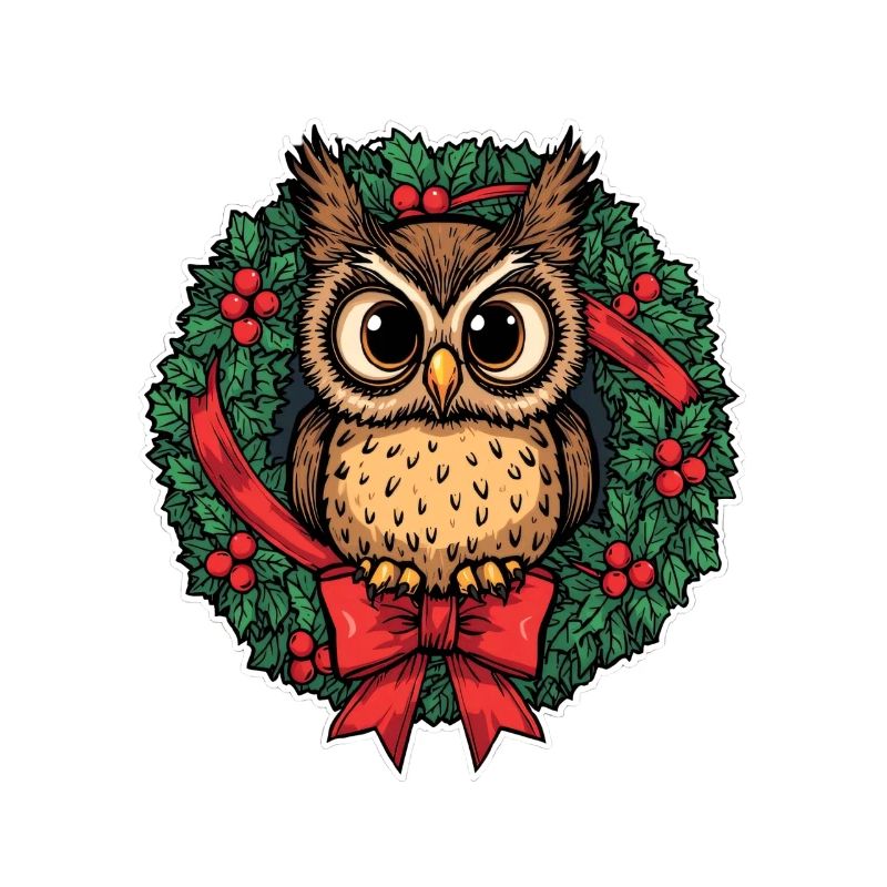 Eule im Weihnachtskranz