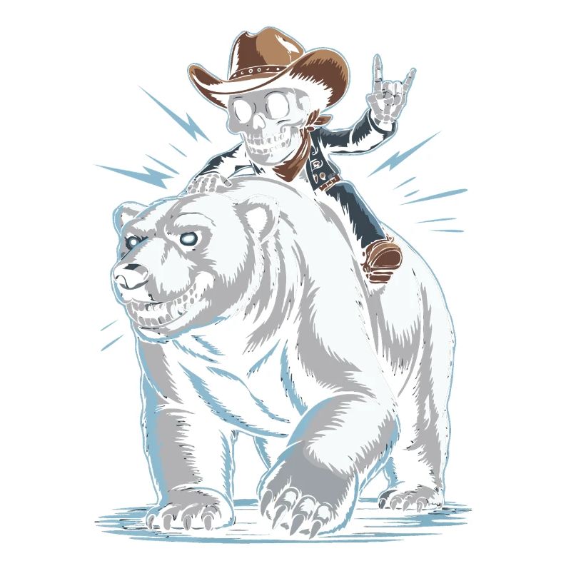 Skelett Cowboy Reitet Polarbär