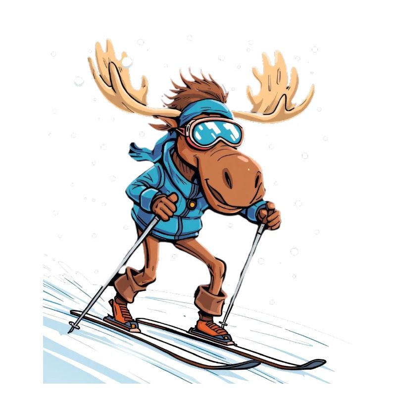 Elch Skifahrer im Schnee