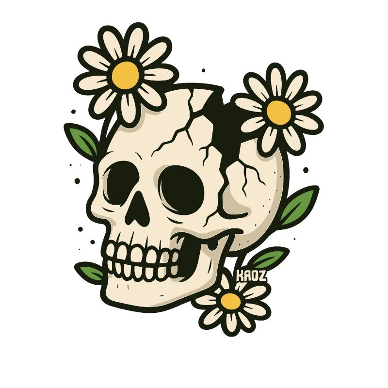 Schädel mit Blumenkranz