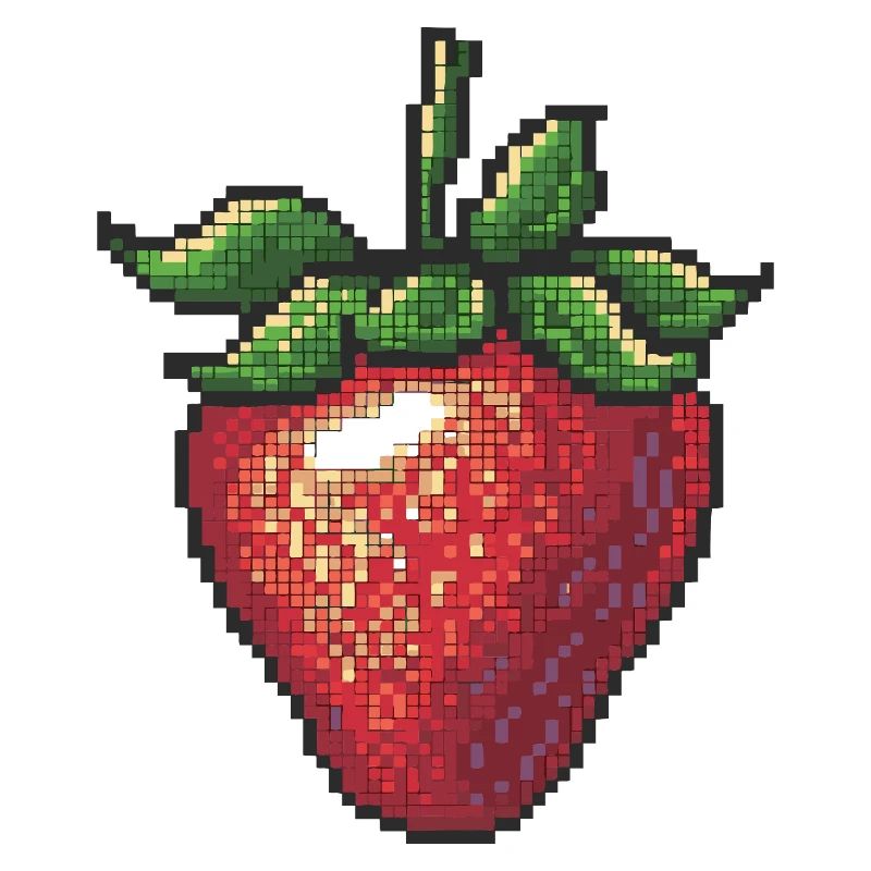 Erdbeere im Pixelstil