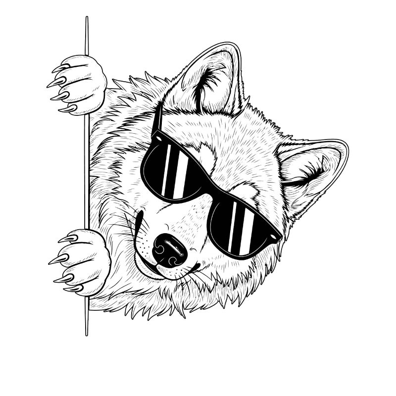Sonnenbrillen-Wolf am Rand
