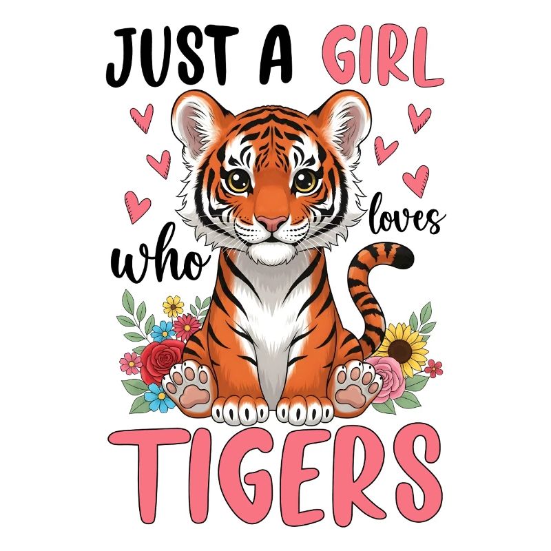 Mädchen Tiger mit Blumenherz