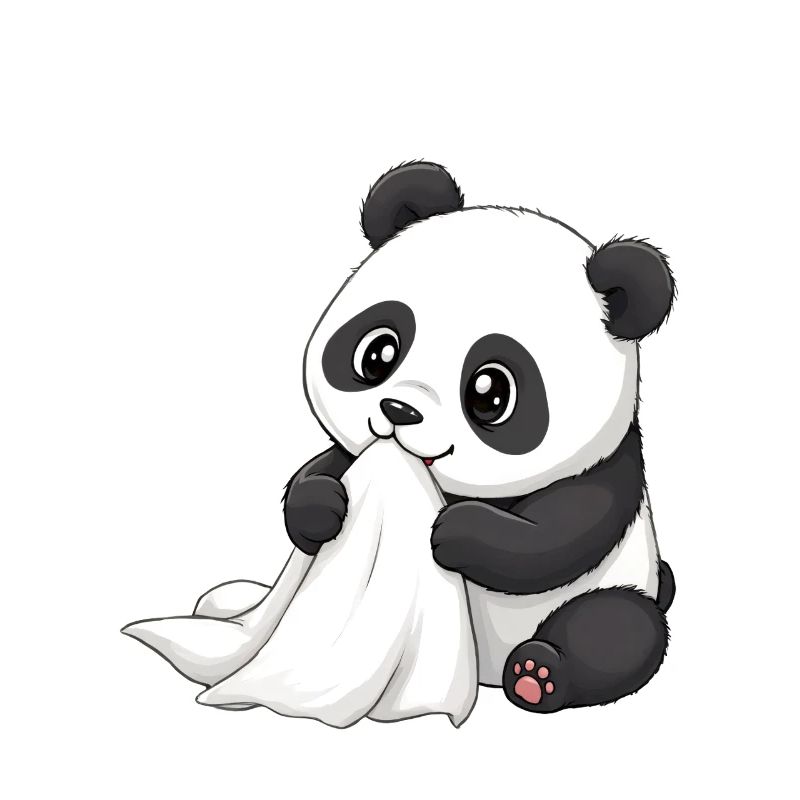 Bébé Panda avec une couette – Dessin animé mignon