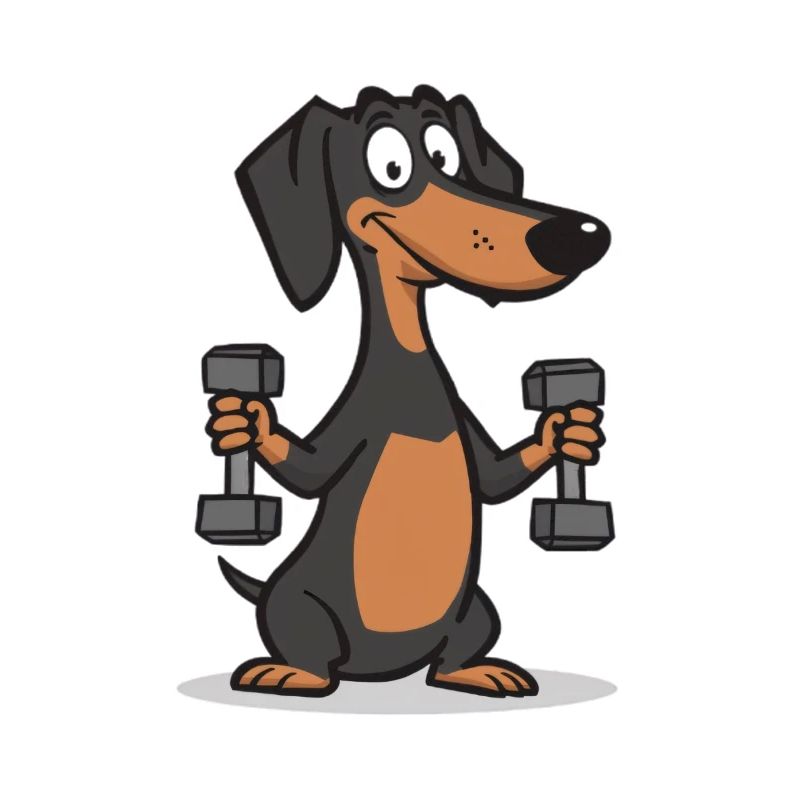 Dackel Krafttraining Cartoon