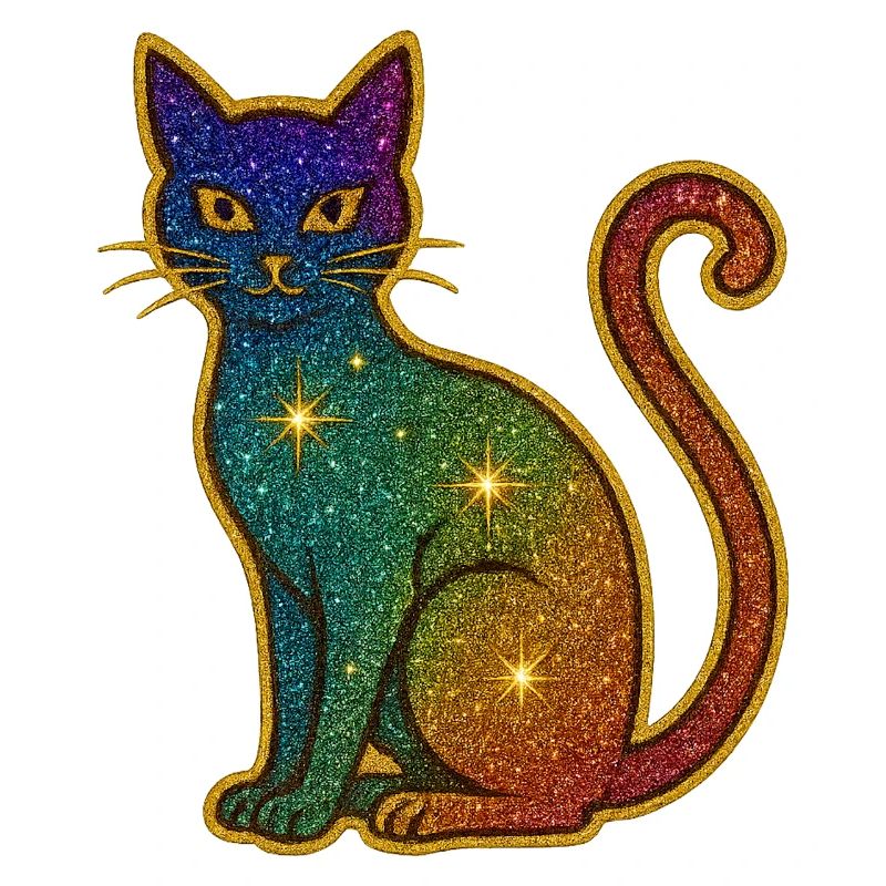 Rainbow glitter cat for Halloween