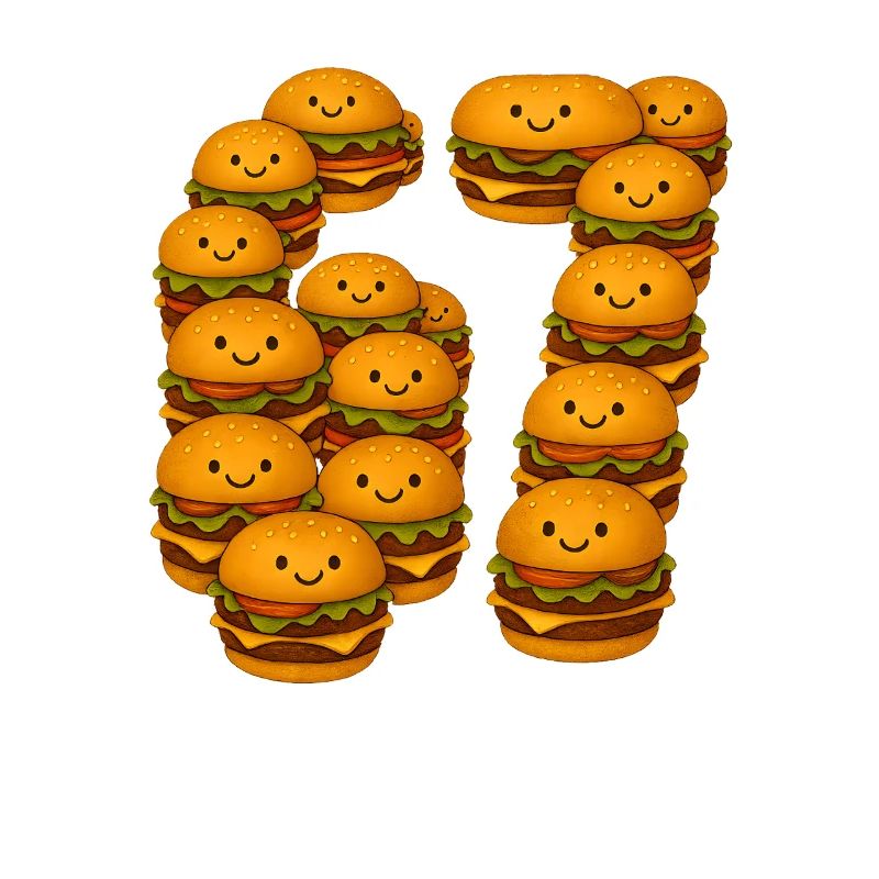 Funny 67 Meme with Burger 