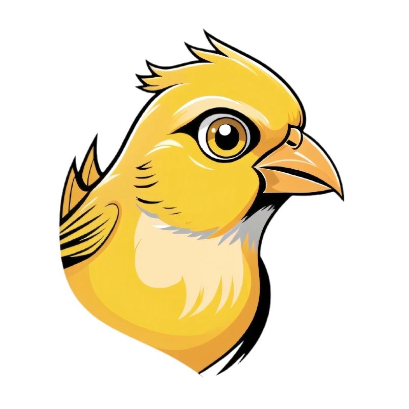 Gelber Vogelkopf Cartoon-Illustration