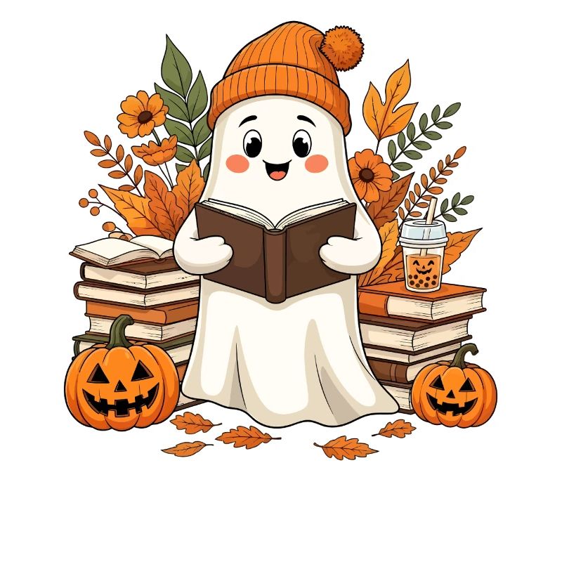 Herbstlesegeist mit Kürbissen