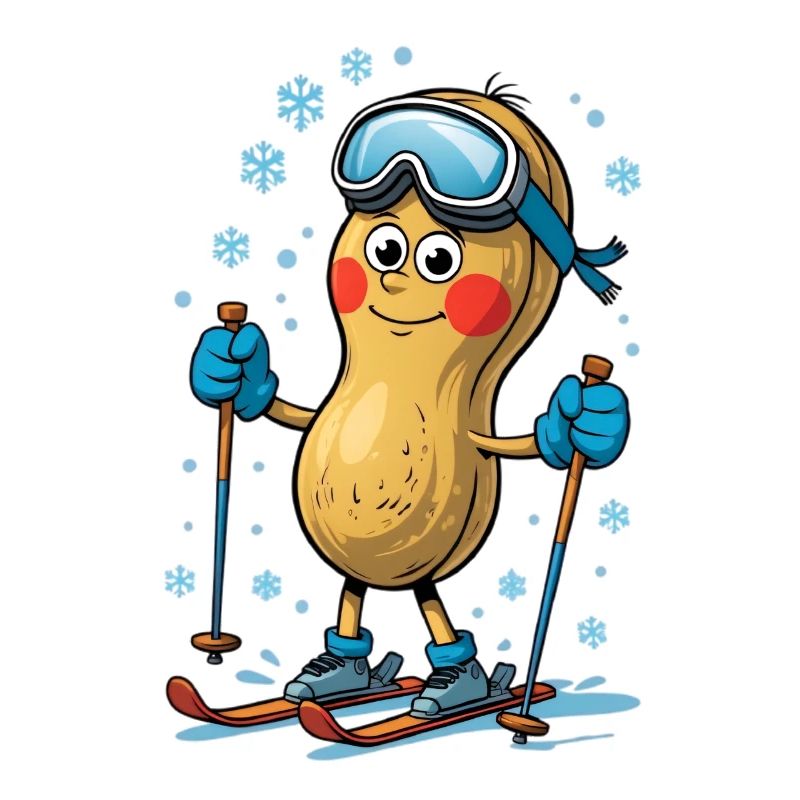 Erdnuss Skifahrer mit Ski