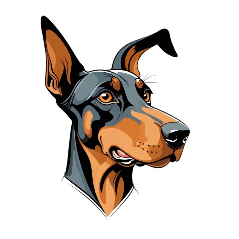 Dobermann Kopf Cartoon Illustration