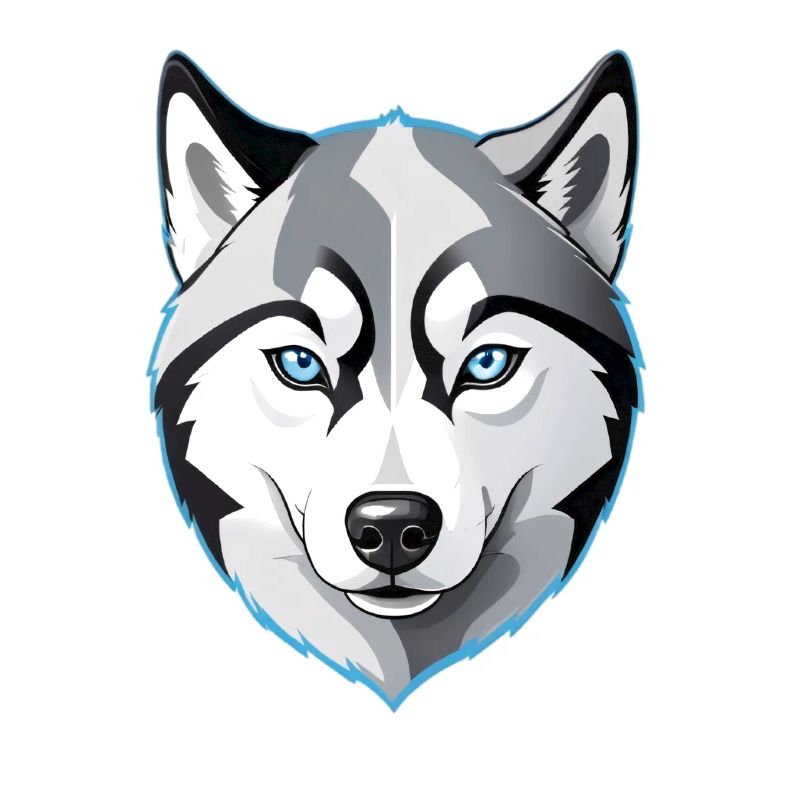 Geometrischer Wolfskopf Blauaugen