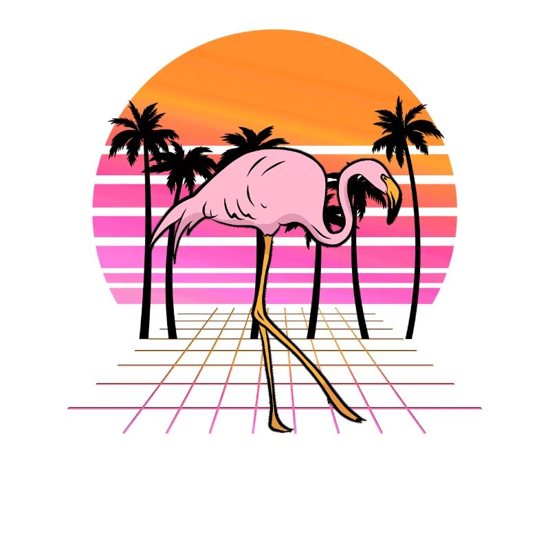 Flamingo Neon Sunset Retro