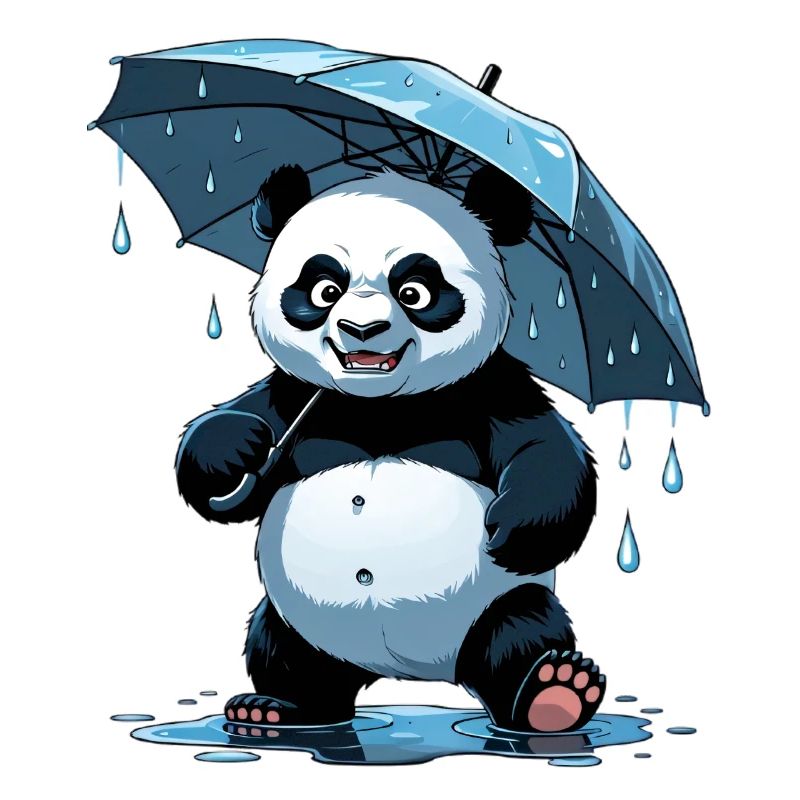 Panda Unter Regenschirm