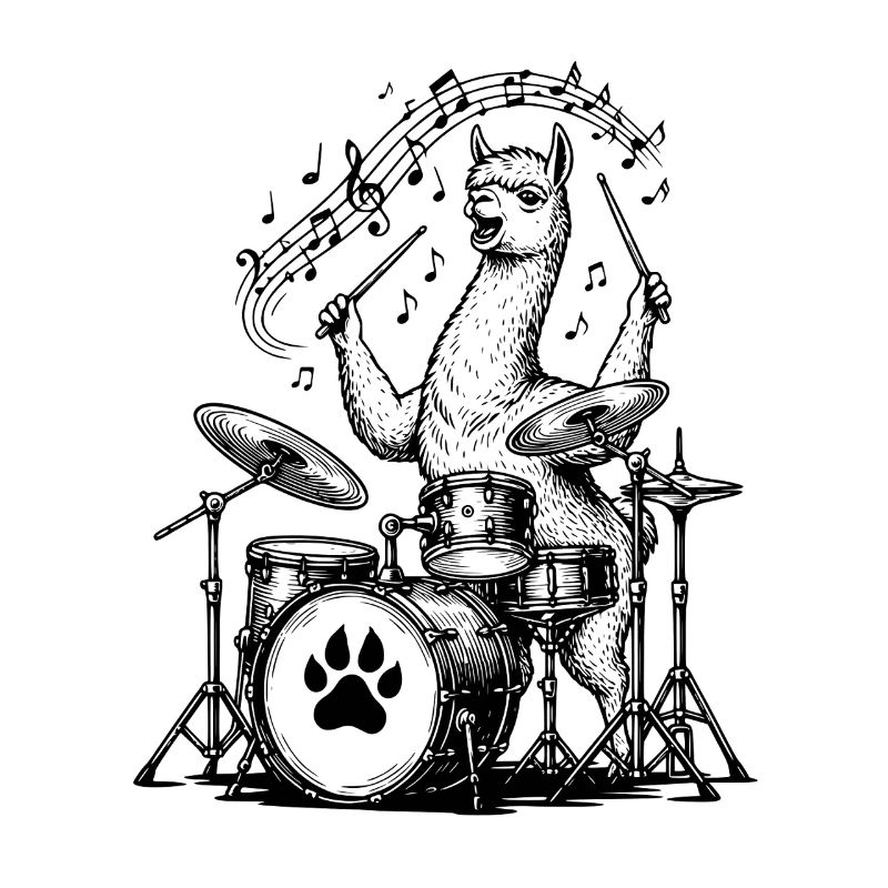 Trommeln Alpaka Illustration Trommler