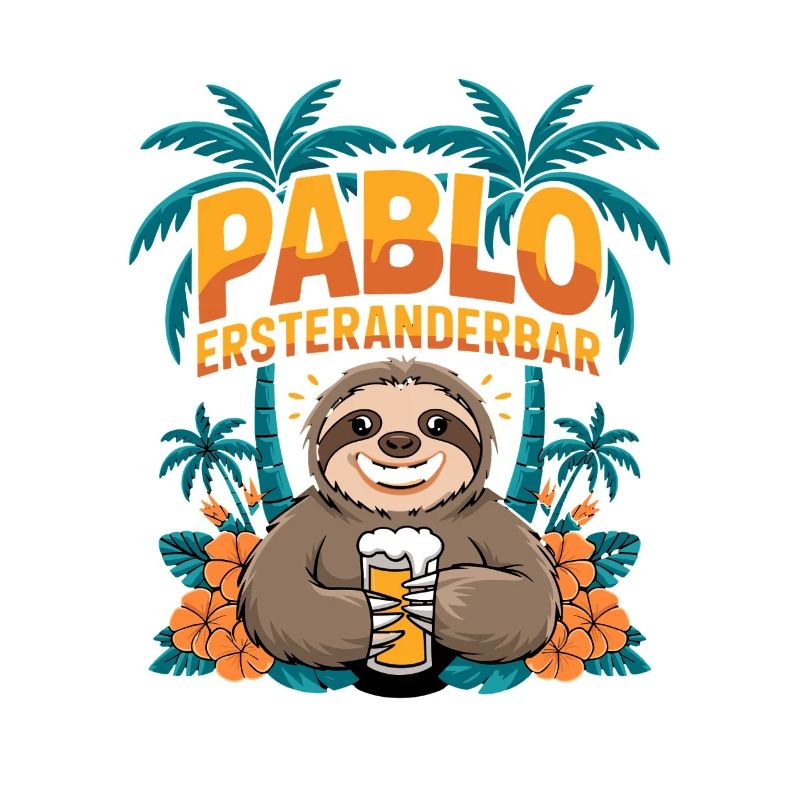Pablo First Changeable Sloth with Beer and Palm Trees