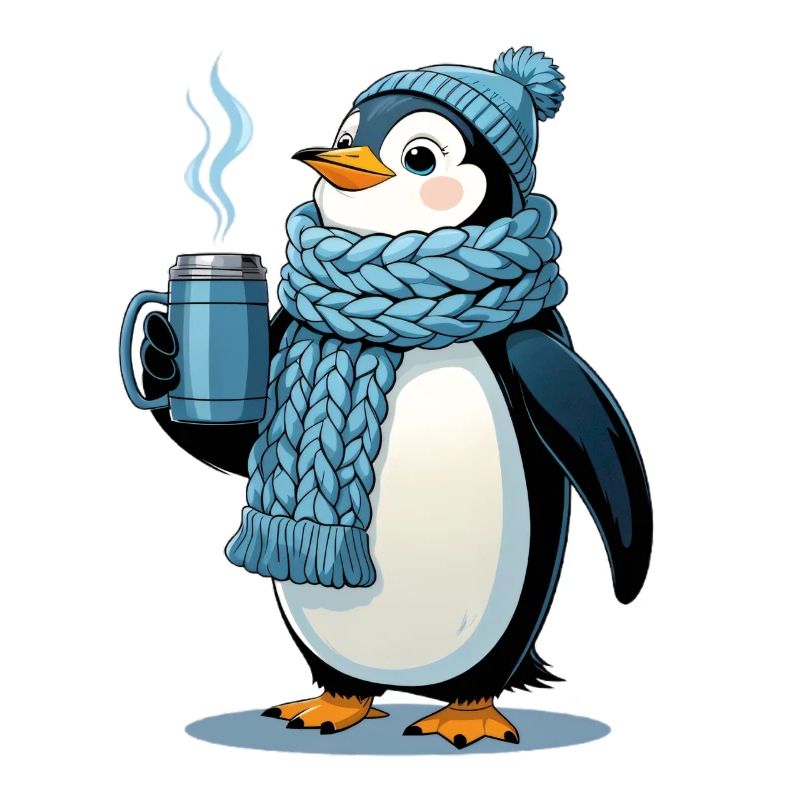 Kuschelpinguin mit blauem Schal