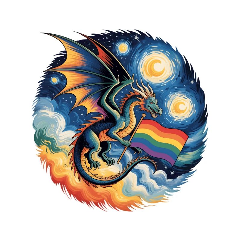 Pridelike Drache mit Regenbogenflagge