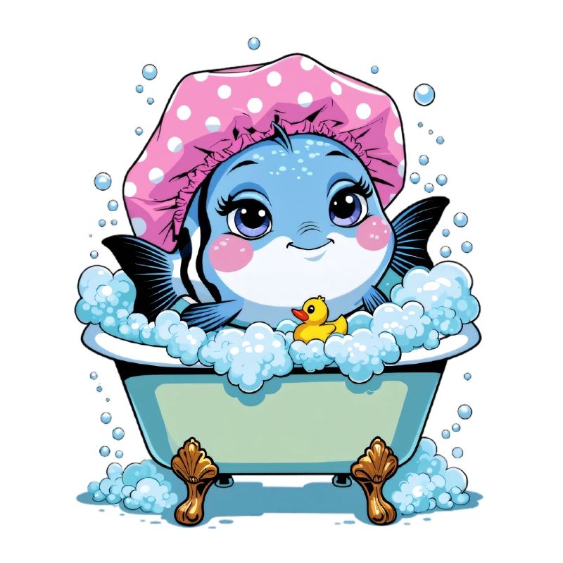 Fisch in Rosa Badewanne