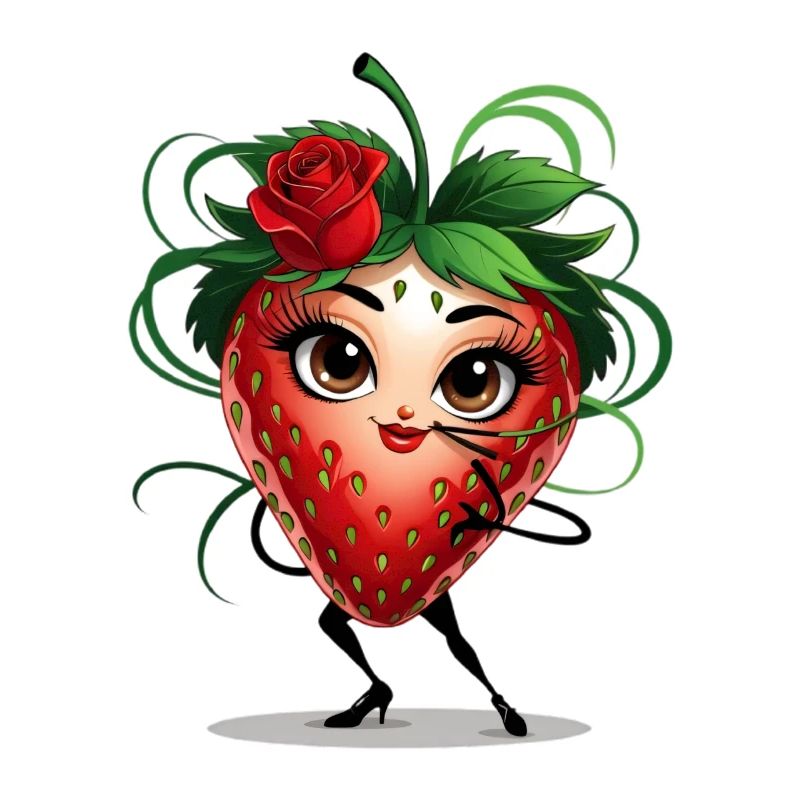 Tanzende Erdbeere mit Rose