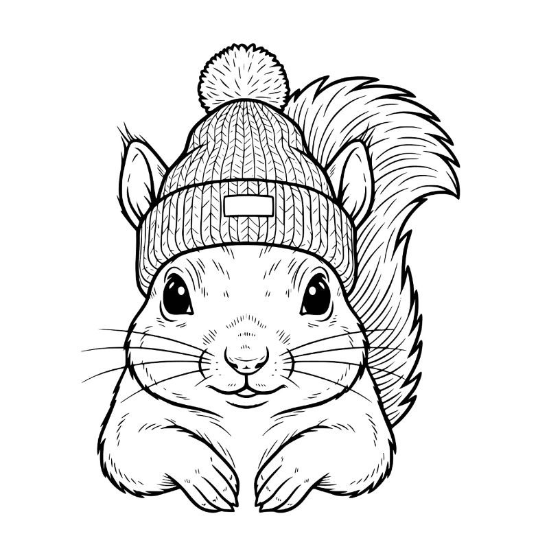 Süßes Eichhörnchen mit Mütze